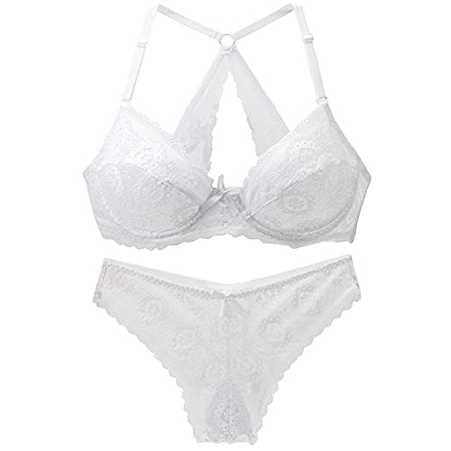 BCHRAYIUP Damen Bügel Nicht Gepolsterter BH Spitze Softschalen Höschen Dessous Set 100-AA von BCHRAYIUP