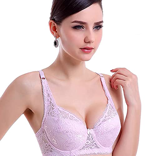 BCHRAYIUP Damen Bügel Plunge Cup BH Leicht Gepolsterter Geblümt Spitze Softschalen 85-AA von BCHRAYIUP