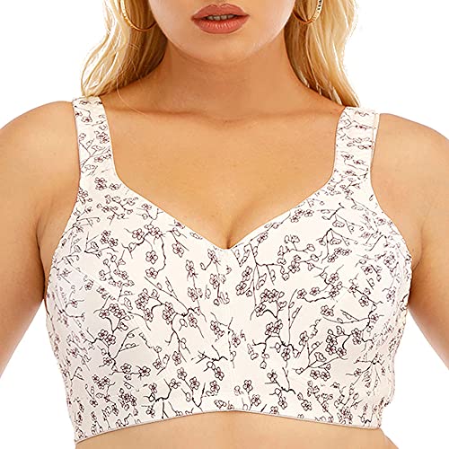 BCHRAYIUP Damen Geblümt BüGellos Ungepolstert BH Voller Abdeckung Minimizer Baumwoll 95-F von BCHRAYIUP
