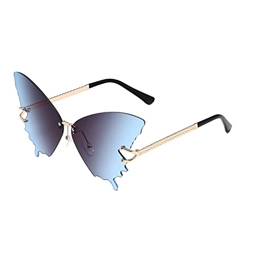 BCIOUS Schmetterlings-Brille, Schmetterlings-Sonnenbrille, randlose Sonnenbrille, übergroße Augen-Sonnenbrille, Sonnenbrille, randlose Sonnenbrille für Damen, merhfarbig von BCIOUS