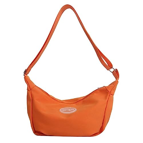 Einfache Crossbody-Tasche für Damen, Knödeltasche, Brusttasche, Nylon-Handtaschen, Schultertasche, Schultertasche, lässige Tasche, leichte Tasche, Orange von BCIOUS