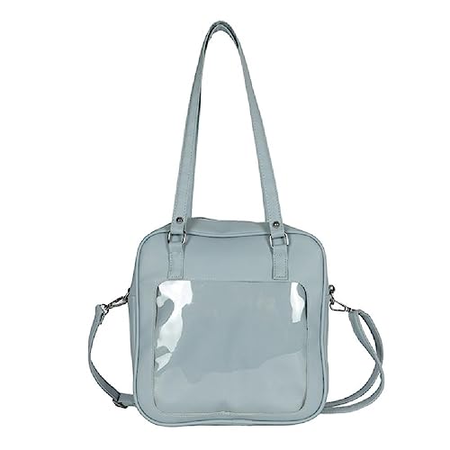 Messenger Bag Japanischer Stil JK Uniform Crossbody Umhängetaschen Transparente Tragetasche Mädchen Student Handtasche Satchel Taschen PU Handtasche, blau von BCIOUS