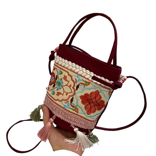 Retro Ethno-Stil Schultertaschen Reise Crossbody Taschen Sommer Vintage Quaste Stickerei Handtasche Damen Mädchen Quaste Tasche Retro von BCIOUS