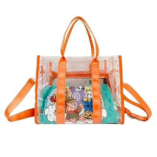 Simple Fashion Umhängetasche Freizeittaschen Trendige Tragetasche für Frauen Mädchen Transparent Crossbody Tasche Strandtasche Handtasche Schultertasche Orange/Schwarz/Rosa/Weiß, Orange von BCIOUS