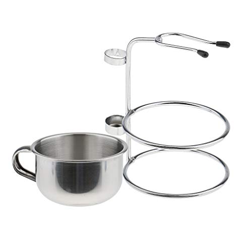 Rasiermesser-Halter,. Rasiererhalter, praktischer Rasierpinselständer for Herren, modischer Rasierpinselhalter aus Edelstahl for die Pflege, Rasierständer-Set mit Schüssel und männlichem Griff von BCJMKDX