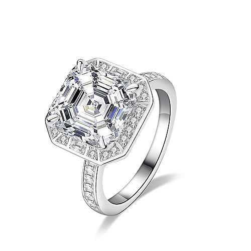 Ringe, 5ct Moissanit Eheringe for Frauen Verlobungsringe Asscher Cut D Farbe VVS1 Sterling Silber Diamantringe Moissanit Jubiläum Versprechensringe(9) von BCJMKDX