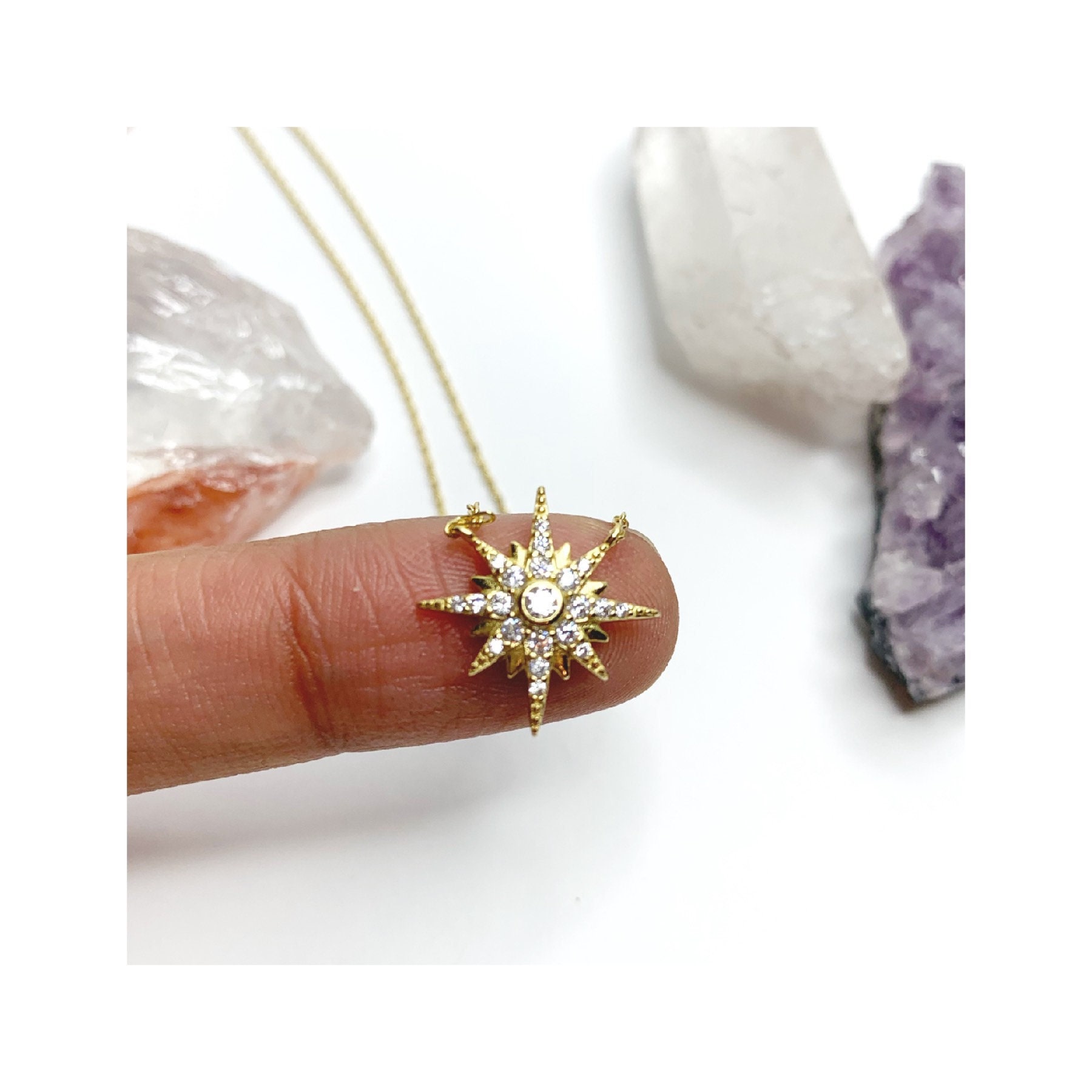 Nordstern Vergoldete Halskette. Zarte Zierliche Cz Anhänger Stern Layering Jubiläumsgeschenk Nordstern Vergoldete Halskette. Zarte Zierliche Cz Anhänger Stern Layering Jubiläumsgeschenk von BCJewelryNYC