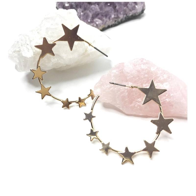 Stern Gazer Creolen. Vergoldete Jumbo Ohrringe. Statement Stern Gazer Creolen. Vergoldete Jumbo Ohrringe. Statement von BCJewelryNYC