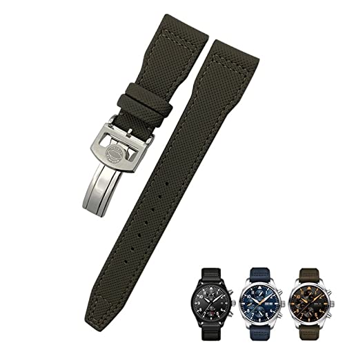 BCMCBV 20 mm, 21 mm, 22 mm, Nylon-Uhrenarmband aus Kalbsleder, passend für IWC Big Pilot IW377714 Mark18 Spitfire, Nylon-Echtlederarmband, 20 mm, Achat von BCMCBV