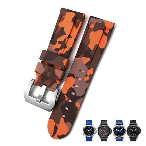 BCMCBV Gummi-Uhrenarmband, 22 mm, 24 mm, 26 mm, wasserdicht, bunt, wasserdicht, Camouflage-Sportarmband (Camouflage-Silber, 22 mm) von BCMCBV