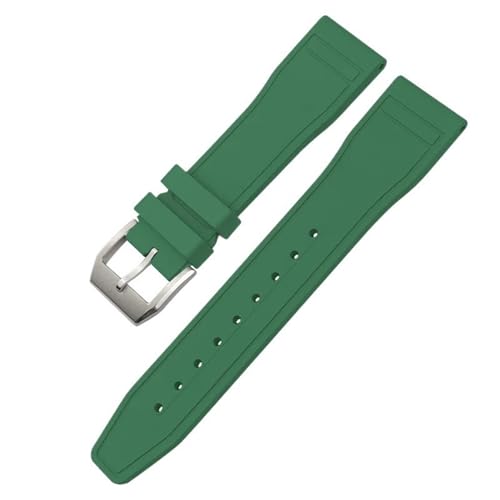 BCMCBV Uhrenarmband aus Naturkautschuk, 20 mm, 21 mm, 22 mm, für IWC Big Pilot's Watches IW3881 IW3777, grün-gelb, bunt, weiches Fluorkautschuk-Armband, 20 mm, Achat von BCMCBV