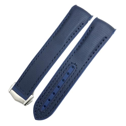 BCMCBV Uhrenarmband aus Nylongewebe, Rindsleder, Verbundgummi, passend für Omega Seamaster 300 Planet Ocean 600, 22 mm, 21 mm, 20 mm, 20 mm von BCMCBV