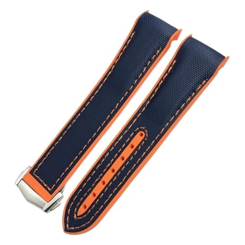 BCMCBV Uhrenarmband aus Nylongewebe, Rindsleder, Verbundgummi, passend für Omega Seamaster 300 Planet Ocean 600, 22 mm, 21 mm, 20 mm, 22 mm von BCMCBV