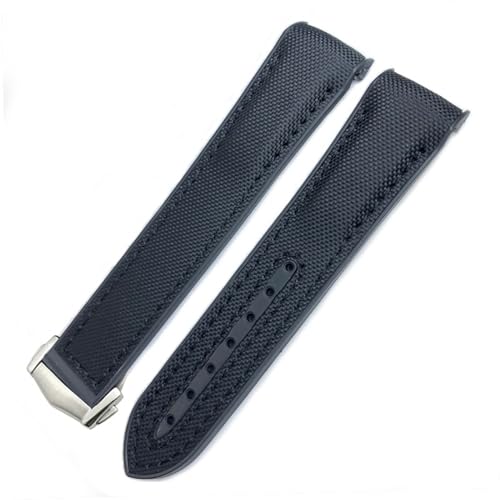 BCMCBV Uhrenarmband aus Nylongewebe, Rindsleder, Verbundgummi, passend für Omega Seamaster 300 Planet Ocean 600, 22 mm, 21 mm, 20 mm, 22 mm von BCMCBV