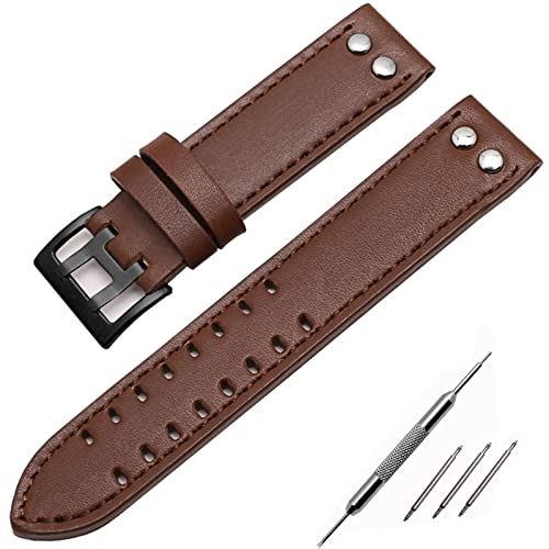BCMCBV Uhrenarmband aus echtem Leder, 20/22 mm, für Hamilton Khaki Field Watch H760250 H77616533 Uhrenarmband mit Knopfschnalle, 22 mm, Achat von BCMCBV