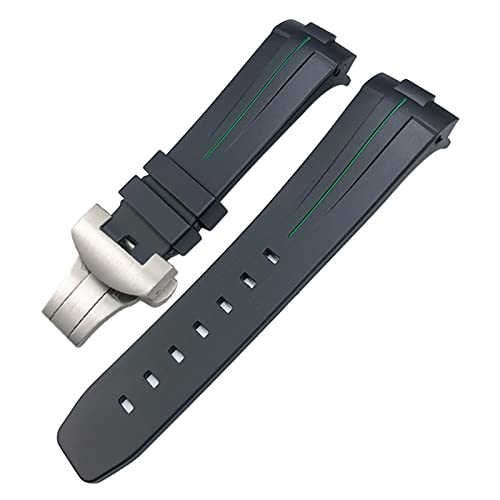 BCMCBV Uhrenarmband für Panerai PAM00111/441, wasserfestes Armband mit Schmetterlingsschnalle, 24 mm, Schwarz / Grün, 24 mm, Achat von BCMCBV