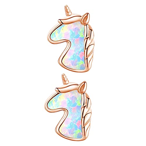 BCOATH 1 Paar Modischer Mädchen Ohrstecker mit Buntem Opal Design Vergoldete Einhorn Ohrhänger für Partys und Täglichen Gebrauch von BCOATH