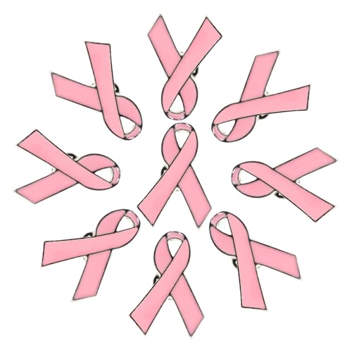 BCOATH 10 Stück Ribbon Brosche Brustkrebs bewusstsein Anstecknadel aus Langlebiger Legierung Modisch Vielseitig Tragbar als Revers Rucksack pin Symbol für Frauengesundheit und Prävention von BCOATH