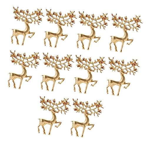 BCOATH 10 Stück Teiliges Elk Broschen aus Legierung Mattgoldene Elch Anstecker für Weihnachten Vielseitige Kragen und Kleidungsdekoration Eleganter Schmuck für Partys und Alltag von BCOATH