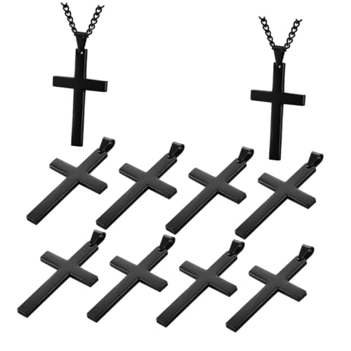 BCOATH 10 Stück Teiliges Schwarze Kreuzkette Titanstahl für Herren und Damen Minimalistischer Kreuzanhänger mit Kette Modischer Schmuck für Alltag und Besondere Anlässe Vielseitiges von BCOATH