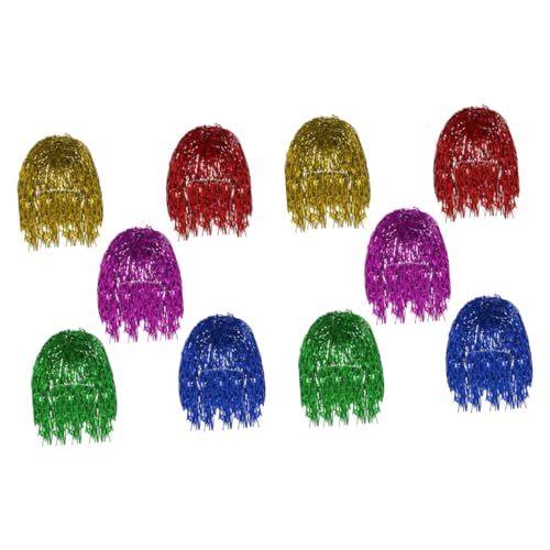 BCOATH 10stücke Teiliges Bunte Party-wellen Aus Kunststoff Glänzende Kostüm-haarperücken Für Cosplay Maskerade Und Themenpartys Schimmernde Fake-haar-heads Für Jeden Anlass von BCOATH