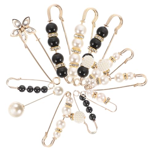 BCOATH 11 Stück Teiliges Perlen broschen Taillenclip Verstellbare Hosenbund spanner und Dekorative Schmucknadeln für Damen zum Fixieren von Röcken Pullovern und Kleidern von BCOATH