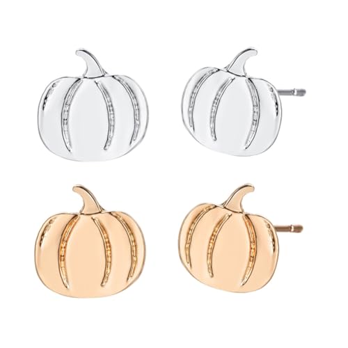 BCOATH 2 Paare Halloween Ohrstecker Kürbis Ohrschmuck Lustige Festival Ohrringe Damen Karneval Kostüm Schmuck Gold Silber von BCOATH