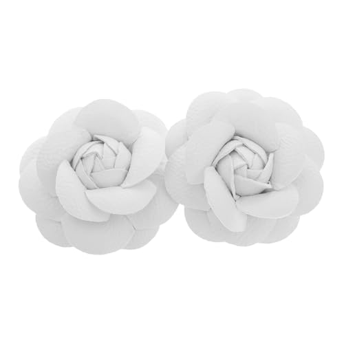 BCOATH 2 Stück Abnehmbare Rosenschuhclips Weiß PU Schuhschnalle Damen Hochzeit Sandalen High Heels Stiefel Schuhdekoration Modisch Vielseitig Tragbar von BCOATH