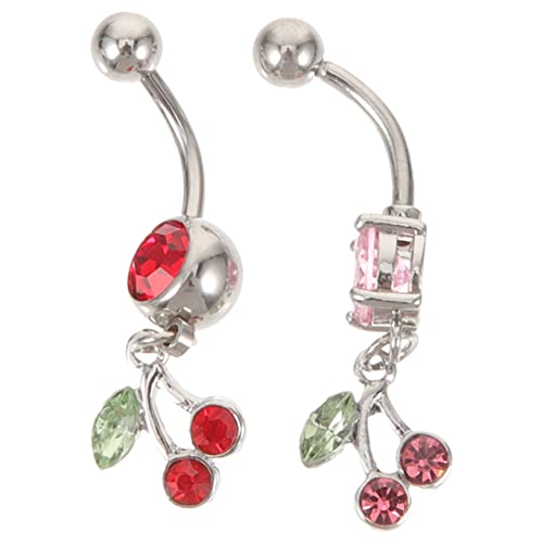 BCOATH 2 Stück Bauchnabelpiercing Design Kurzer Bauchnabelring Chirurgenstahl Modischer Körperschmuck für Damen Auffälliges Sommer Accessoire für Valentinstag und Geburtstag von BCOATH