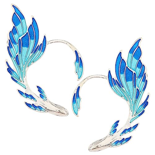 BCOATH 2 Stück Blaue Ohrclips für Damen nicht Durchstochen Bequeme Ohrmanschetten Eleganter Elfenschmuck für Cosplay Party Hochzeit und Festliche Anlässe von BCOATH