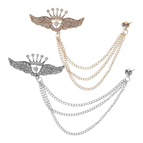 BCOATH 2 Stück Broschen mit Quaste und Funkelnden Strasssteinen Leichte Flügel Anstecknadeln für Damen und Herren Reversschmuck Accessoires für Hochzeiten und Business Anlässe von BCOATH