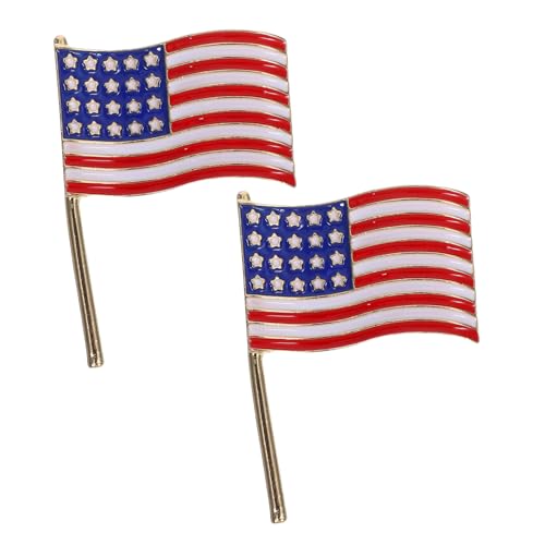 BCOATH 2 Stück Flagge Emaille Anstecknadel Sternauschnitt Brosche für Anzüge Jacken Patriotisches Schmuckstück für Memorial Day Rot Weiß Blau Deko von BCOATH