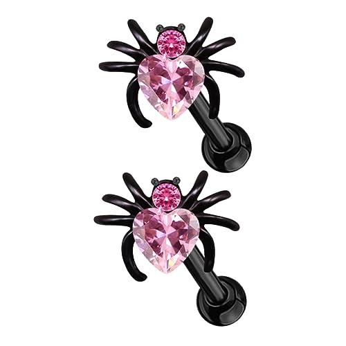 BCOATH 2 Stück Gothic Schwarze Spinnen Ohrstecker mit Funkelnden Strasssteinen Kleine Damen Ohrringe für Halloween Cosplay und Alltag Langlebig und Auffällig von BCOATH