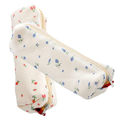 BCOATH 2 Stück Teiliges Federmäppchen mit Reißverschluss Leichtes Reißfestes Mäppchen für Stifte und Kosmetik Kleines Tragbares Schreibwaren Etui in Blau und Rosa für Schüler Lehrer Büro von BCOATH