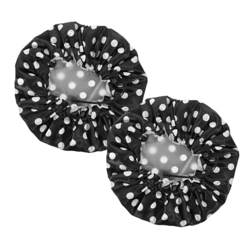 BCOATH 2 Stück Verstellbare Große Wasserdichte Duschhaube aus Satin für Damen Elastische Badekappe mit Starker Fixierung Atmungsaktiv Wiederverwendbar für Langes und Lockiges Haar von BCOATH