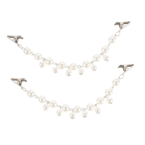 BCOATH 2 Stück Vintage Cardigan Collar Clips mit Perlen Retro Sweaters Shawl Brooch Pins für Damen Eleganter Faux Pearl Sweater Clip Knopf Vielseitig für Jacken und Pullover Modisches von BCOATH