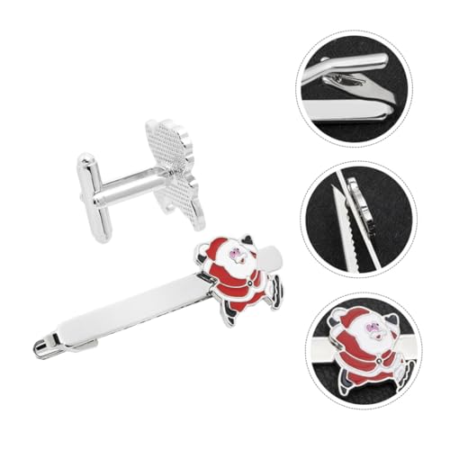 BCOATH 2 Stück Weihnachts Krawattenklammer Mini Santa Claus Design Metalllegierung Stilvolle Langlebige Kragen Clips für Herren Anzug Festliche Accessoires von BCOATH