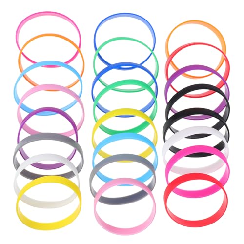 BCOATH 24 Stück Teiliges Silikonarmband Weiche und Bequeme Gummi wristbands in Farben Wiederverwendbar für Partys Festivaldekorationen Verstellbar für Erwachsene für Geburtstags von BCOATH