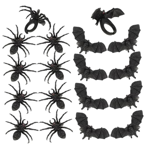 BCOATH 24St Spinnenfledermaus-Ring Kinderspielzeug Halloween-Spinnenringe Kind klingelt Spielzeuge Geschenke Spinnenring-Dekor Halloween-Ring bilden schmücken Schmuck Requisiten Plastik von BCOATH