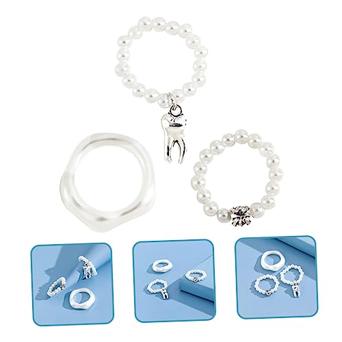 BCOATH 3 Stück Elastische Perlenringe für Damen Schmuckringe mit Künstlichen Perlen Dehnbare Einfache Damenringe Vielseitig Tragbar für Alltag und Party Stilvolles von BCOATH