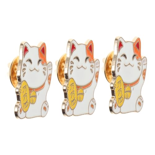 BCOATH 3 Stück Japanische Stil Broschen Katzen Anstecknadeln aus Zinklegierung Kawaii Cartoon Glückskatze Pins für Kleidung Rucksäcke Hüte Valentinstag von BCOATH