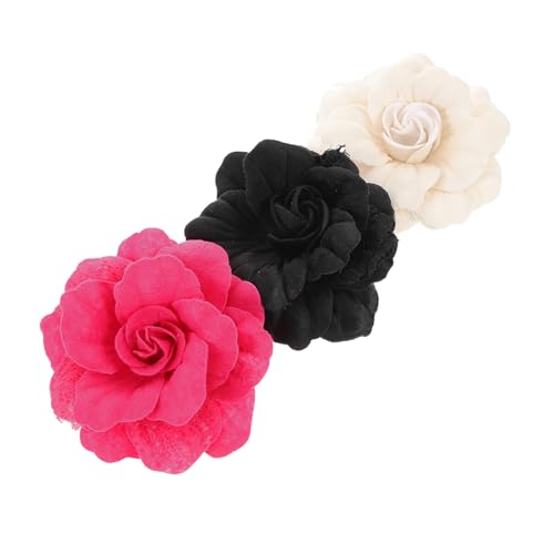 BCOATH 3 Stück Teiliges Samtblumen Anstecknadel Farbbeständig Elegantes Design Weiche Stoffbroschen Dekorative Anstecknadeln für Hochzeit Bankett Party Damen Herren Kleidung von BCOATH