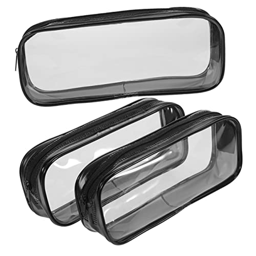 BCOATH 3stücke Transparentes Federmäppchen Für Prüfungen Tragbare Stifttasche Mit Reißverschluss Großes Fassungsvermögen Für Stifte Bleistifte Lineale Und Andere Schulutensilien von BCOATH