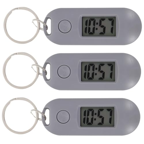 BCOATH 3stücke Schlüsselanhänger Digitaluhr Für Studenten Leichte Und Kompakte Hängeuhr Mit Lautlosem Design Für Schule Und Prüfungen Stilvollem Grauton von BCOATH