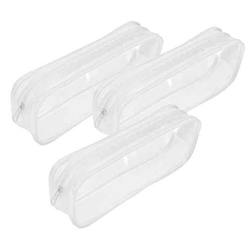 BCOATH 3stücke Transparente Stiftetaschen Aus Multifunktionale Federmäppchen Für Schule Prüfung Und Reise Leicht Waschbar Reißverschluss von BCOATH