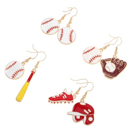 BCOATH 4 Paar Baseball Ohrringe Damen Asymmetrische Sportschmuck mit Baseballschläger und Mütze Design Leichte Cartoon Ohrhänger für Frauen und Teenager für Party und Alltag BCOATH 4 Paar Baseball Ohrringe Damen Asymmetrische Sportschmuck mit Baseballschläger und Mütze Design Leichte Cartoon Ohrhänger für Frauen und Teenager für Party und Alltag von BCOATH
