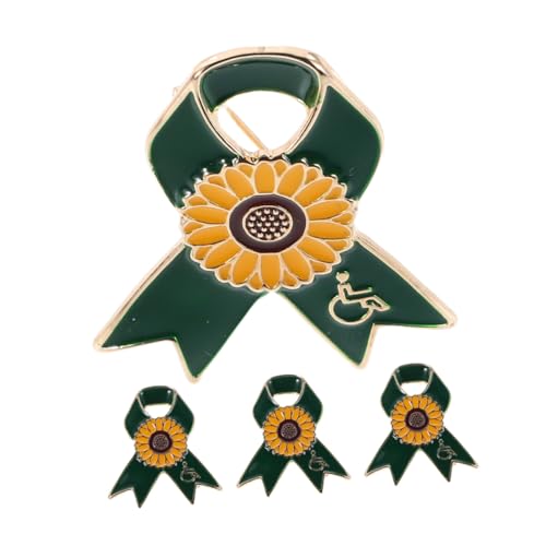 BCOATH 4 Stück Sonnenblumen Schleifen Broschen für Behindertenbewusstsein Leichtes Legierungsmaterial Dekorative Anstecknadeln für Freiwilligenkleidung Charity Events und von BCOATH