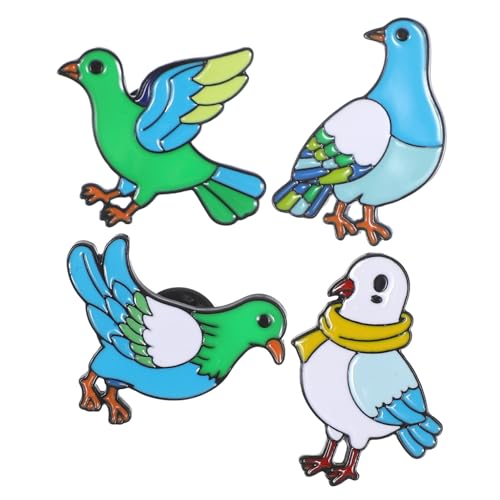 BCOATH 4 Stück Teiliges Metall Broschen Friedens Taube Grüne Vogel Anstecker Langlebige Emaille Mode Schmuck für Kleidung Taschen Schals Mützen Damen von BCOATH