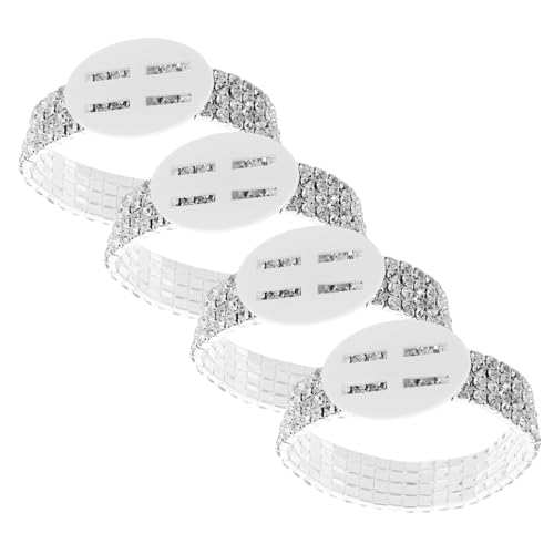 BCOATH 4 Stück Teiliges Strass Armband Damen Elastisch DIY Wristlet für Hochzeit Brautjungfer Brautschmuck Jubiläum Abschlussball Party Zubehör von BCOATH