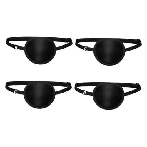 BCOATH 4 Stück Verstellbare Einäugige Augenklappe mit Schwarzer Umrandung Elastisch und Langlebig Amblyopie Therapie-patch Piratenkostüm Zubehör für Halloween und Rollenspiele von BCOATH